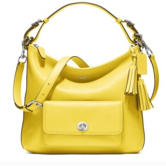 Coach Handbags - Coach Lemon Yellow Leather Shoulder Bag GUC